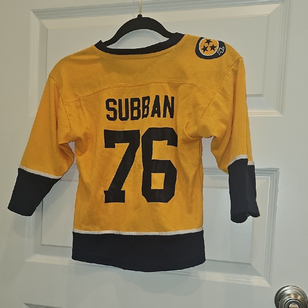NHL Yellow and Black Hockey Jersey with Team Logo